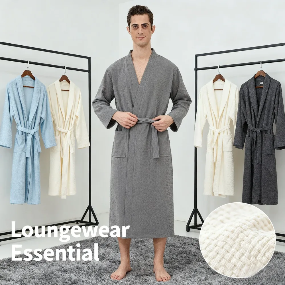 

Couples' Bathrobe Set Thin Long Design Sauna Suit Attribute Hotel-Style Texture Suitable for Home, Sauna & Relaxation