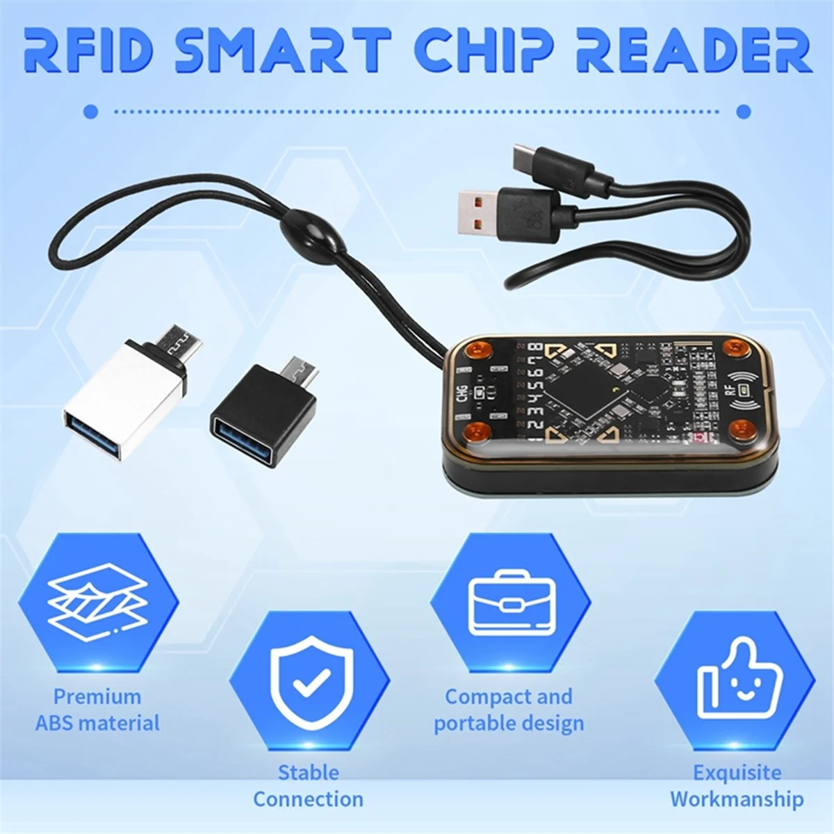 A10R Chameleon Ultra Contactless Smart Card Emulator RFID Smart Chip Reader+3xCUID/UID Keychain Compliant to NFC Read Writer