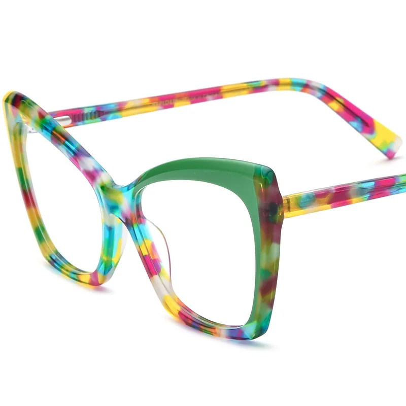 Cat-eye acetate glasses frame same style for men and women can be equipped with myopia anti-blue light glasses frame