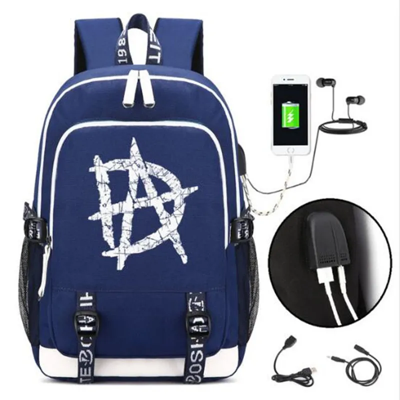 Dean's Ambrose Bag Backpack w/ USB Fashion Port/ Lock Headphone School Bag Casual Teenagers Student Book Travel Laptop Bag