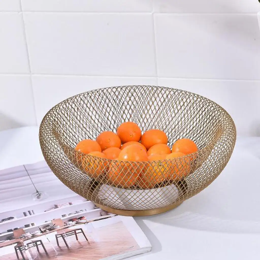 2 Tier Iron Fruit Basket Fruit Plate Dried Fruit Candy Storage Basket Golden