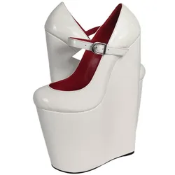DIZHUANG shoes Fashionable women's high heels. About 20cm heel height. Wedges. Round toe shoes. Platform shoes. Buckle shoes.