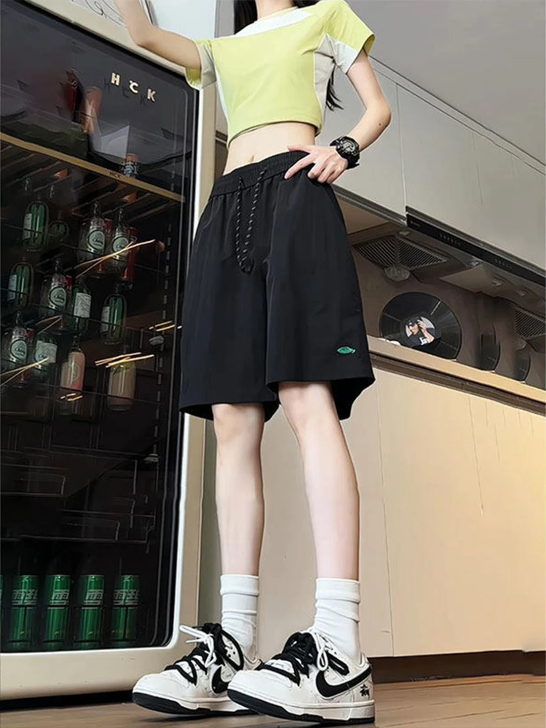 

Black Nylon Quick Dry Ice Silk Shorts Men Women Summer Outdoor Sun Protection Running Light Thin Beach Pants Five Parts
