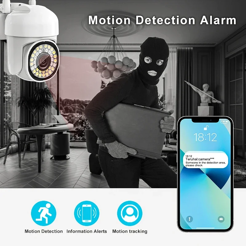 3MP HD Outdoor Security Camera Full Color Night Vision IP65 Waterproof Motion Tracking Two-Way Voice Calls Storage Capability