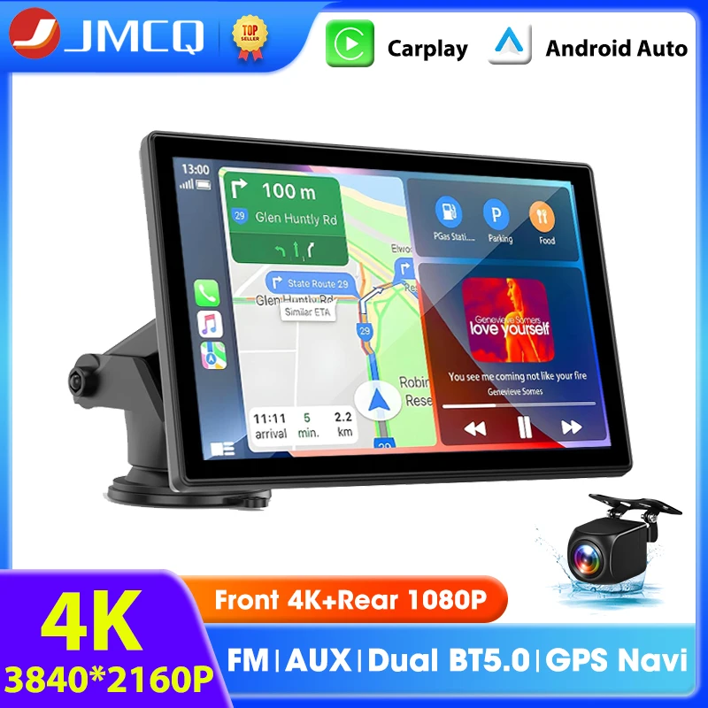 

10 inch Car DVR 4K Camera Wireless Carplay Android Auto Dashcam Bluetooth GPS Navigation Dashboard Video Recorder FM AUX