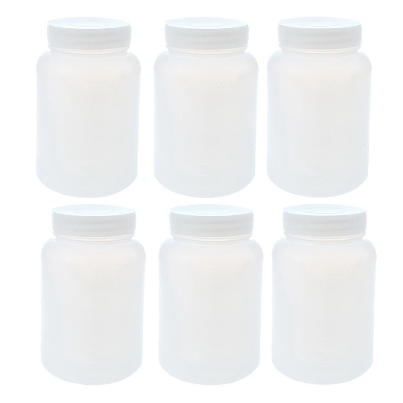 6X Laboratory Chemical Storage Case White Plastic Widemouth Bottle 500Ml