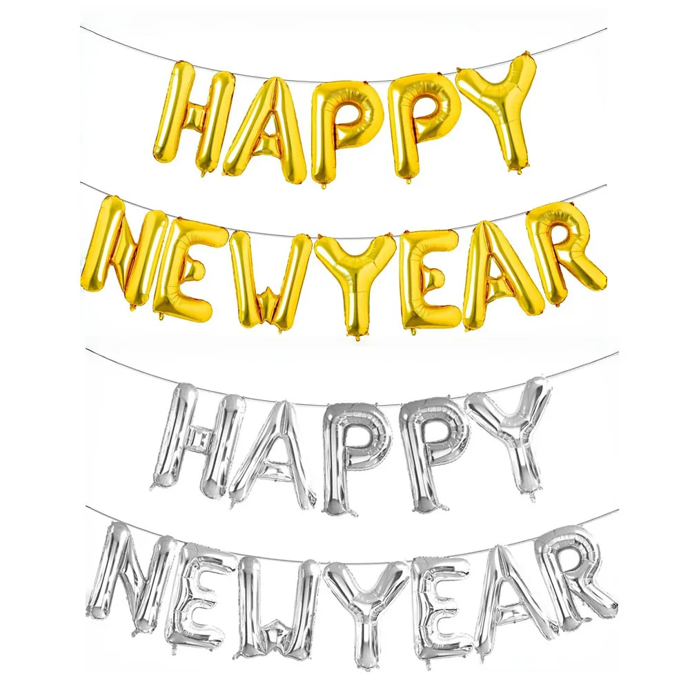 Gold Silber Frohes Neues Jahr Folienballons Frohe Weihnachten Silvester Party DIY Zuhause DIY Jahrestag Dekoration Lieferungen Geschenke