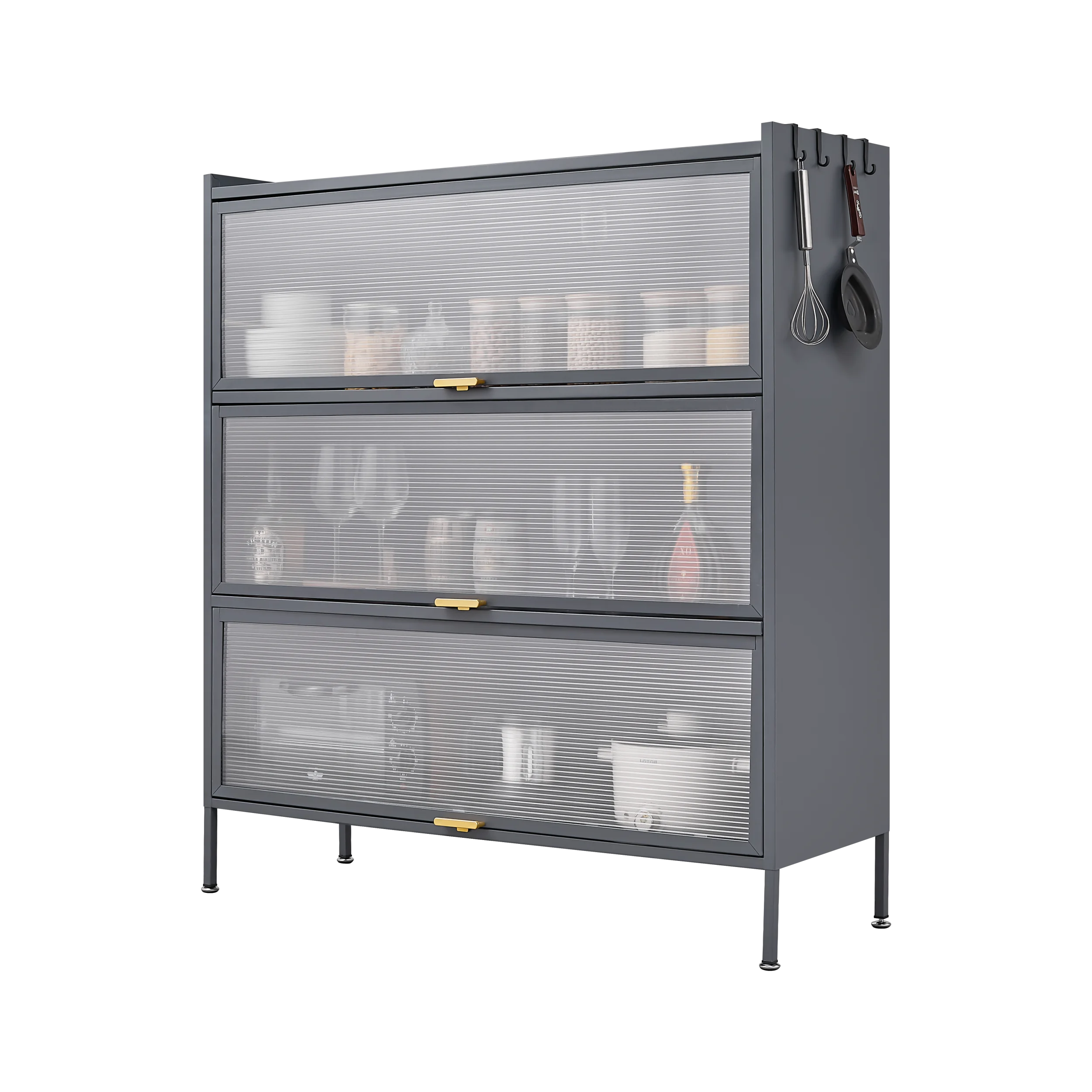 3 Tier Gray Pantry Storage Cabinet Baker Racks for Kitchen with Storage Kitchen Pantry Storage Cabinet Microwave Rack