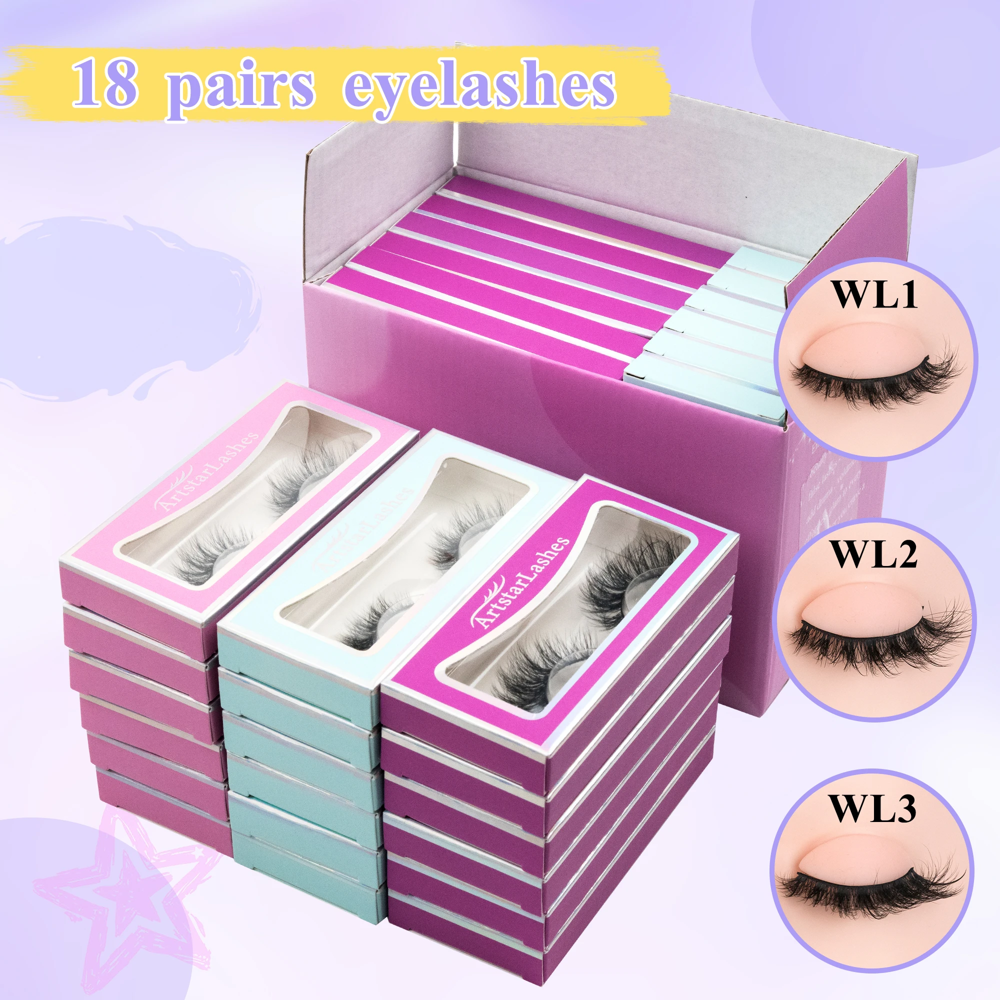 

18 пар пушистых ресниц разных стилей, 5D накладные ресницы 16 мм и 18 мм для индивидуального макияжа