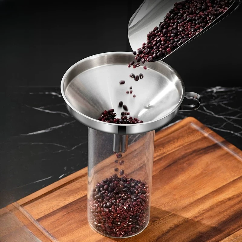 

LMM stainless steel funnel size caliber kitchen pour with filter beater wine scooper