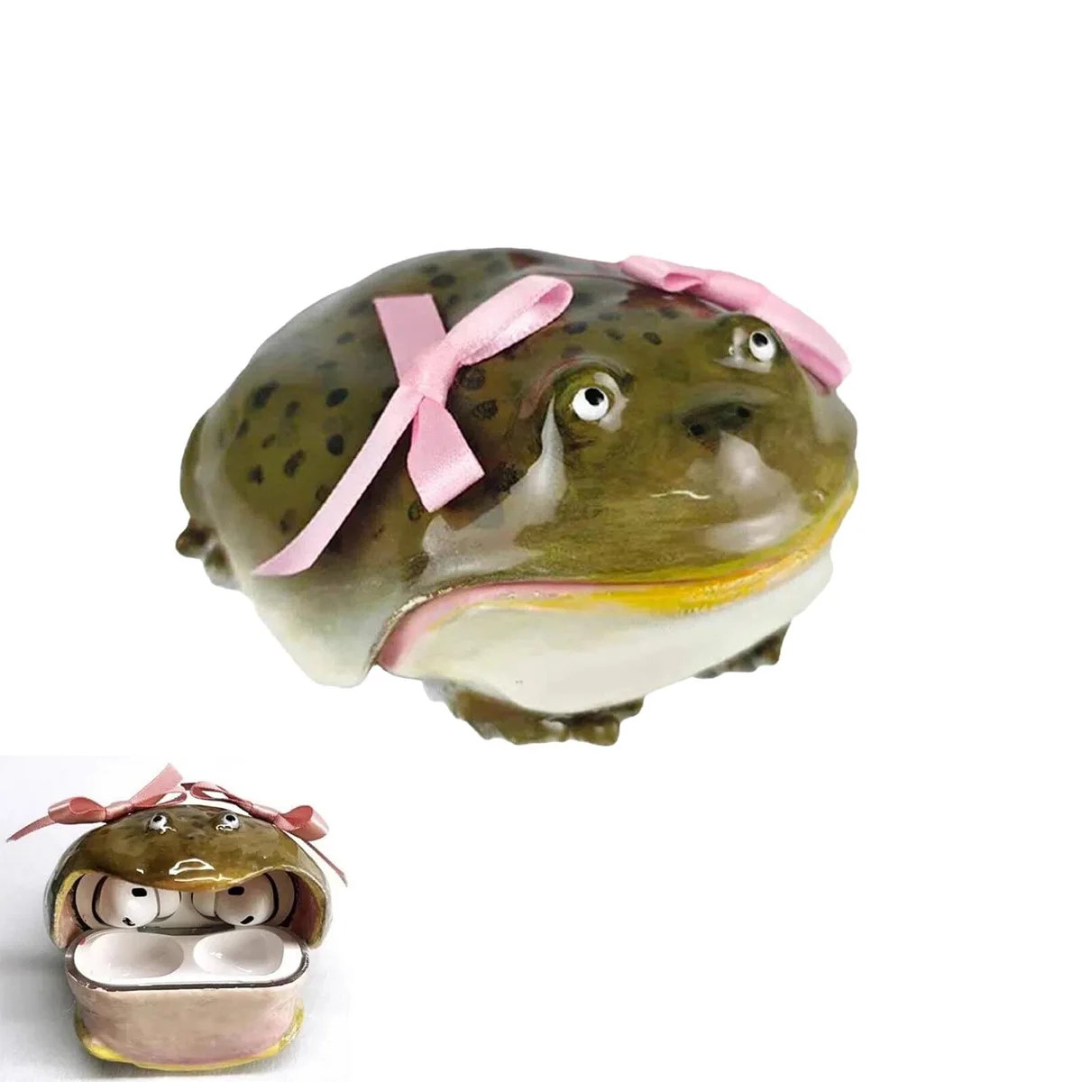 

Funny Ugly Frog With Bow Earphone Case For AirPods Pro2 Pro3 Fashion Cute Design Headphone Protector Cover