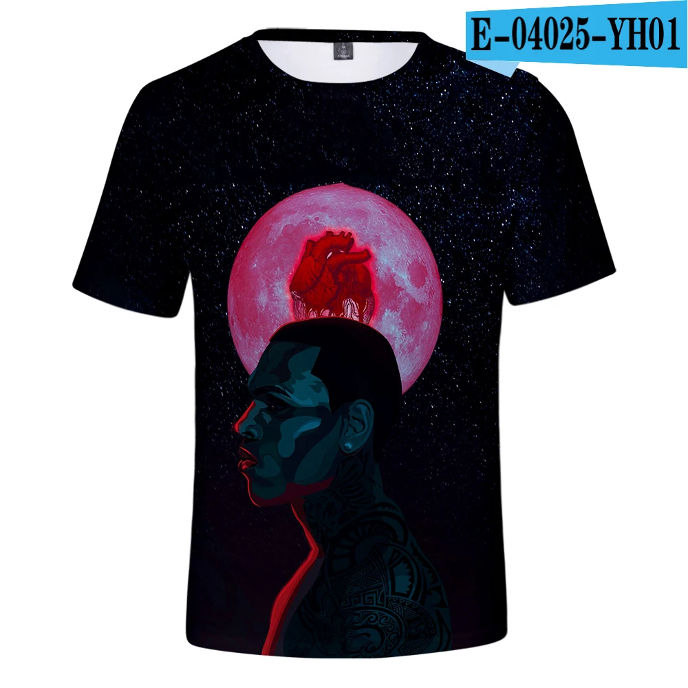 Singer Chris Brown Print Summer Men\'s O-Neck T-shirt Casual Short Sleeve Oversized T Shirt Fashion Streetwear Trend Men Clothing