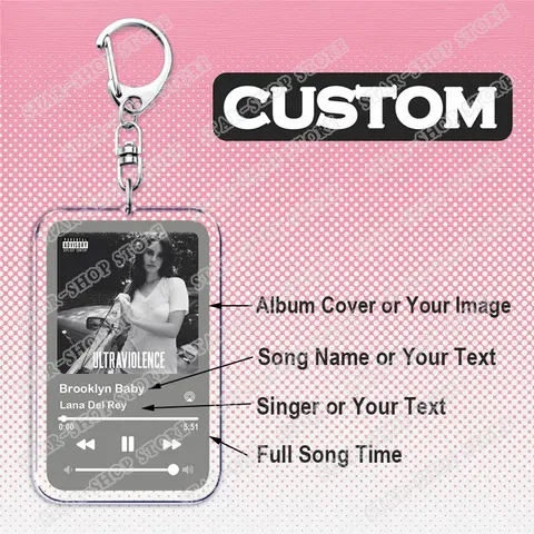 Creative Music Keychain Custom Song Singer Album Cover Photo Image Keyring Boyfriend Girlfriend Valentines Birthday Fans Gifts
