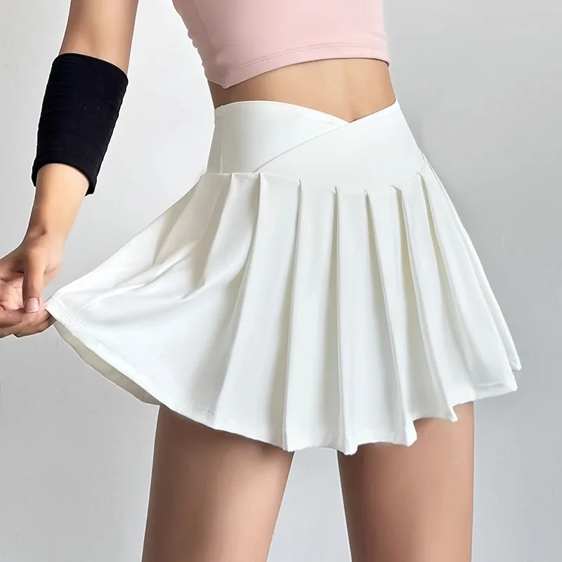 Sports Short Skirt Women's Summer Anti Glare Yoga Pants Fitness Clothes Quick Drying Breathable High Waist Pleated Tennis Skirt