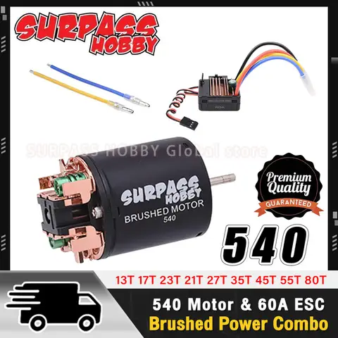 SURPASS HOBBY 540 Borstmotor 13T 17T 21T 23T 27T 35T 45T 55T 80T för 1/10 RC Terrängbil Lastbil med 60A ESC 5V/2A BEC 8 best sales WLtoys 16800 delar - №3