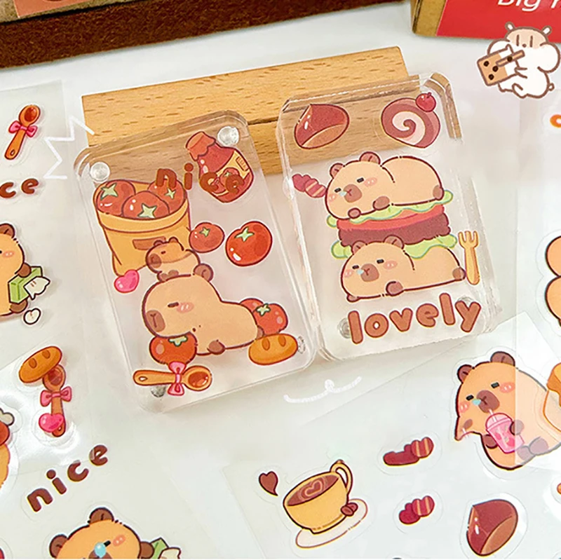 10 buah stiker hewan peliharaan Capybara sampul kartun siswa DIY stiker air tahan air stiker casing ponsel