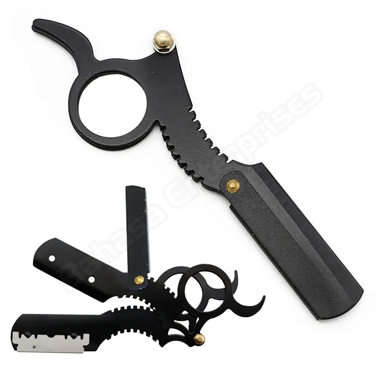 Afeitadora de anillos de acero inoxidable para salón, herramienta de afeitado Manual clásica para barba y cejas, especial para pelucas de cabello Real