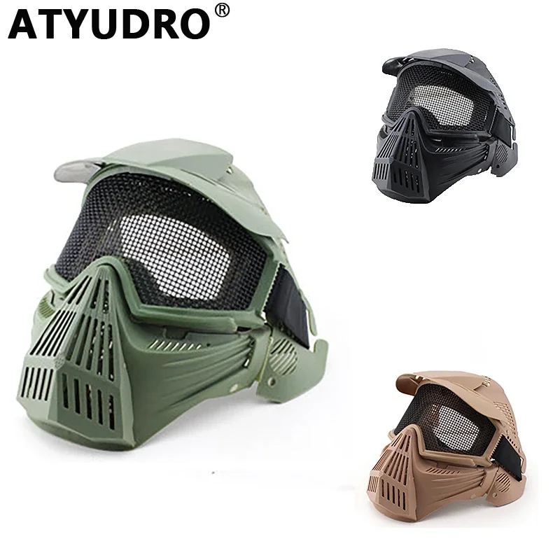 

ATYUDRO Full Face Steel Mesh Mask Paintball Safety Protective Outdoor Tactical Airsoft Equipment Shooting CS Wargame Accesories