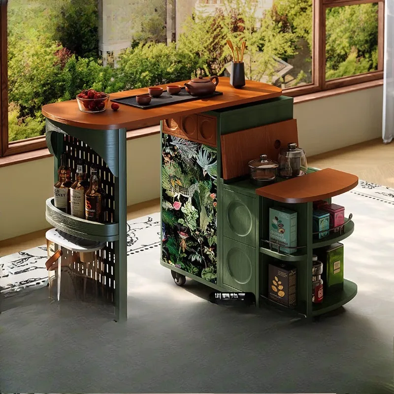 

French retro removable tea table, medieval rotating tea table