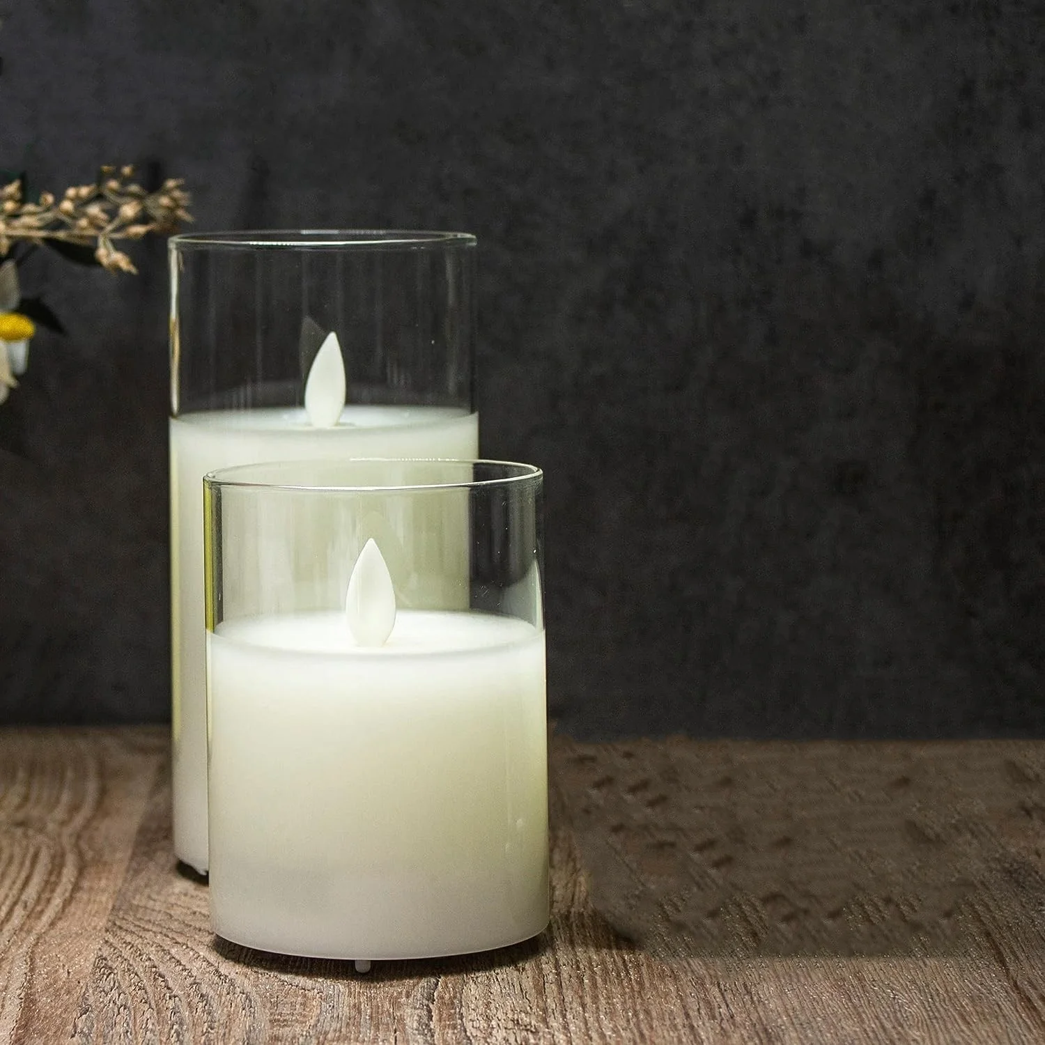 Color Changing Flameless Glass Candle set Remote controlled w/Timer Battery Operated Flickering LED Multicolor Pillar Candles