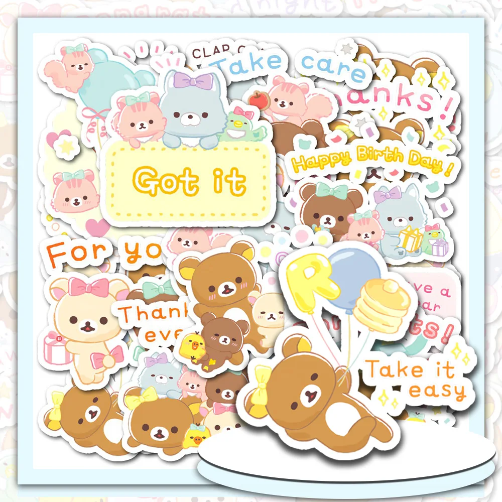 Usasabe Relax Bear Tiny Stickers Superdickes Selbstklebendes Aufkleber-Set für Tagebücher, Hochauflösendes Sticker-Paket – Detail 3