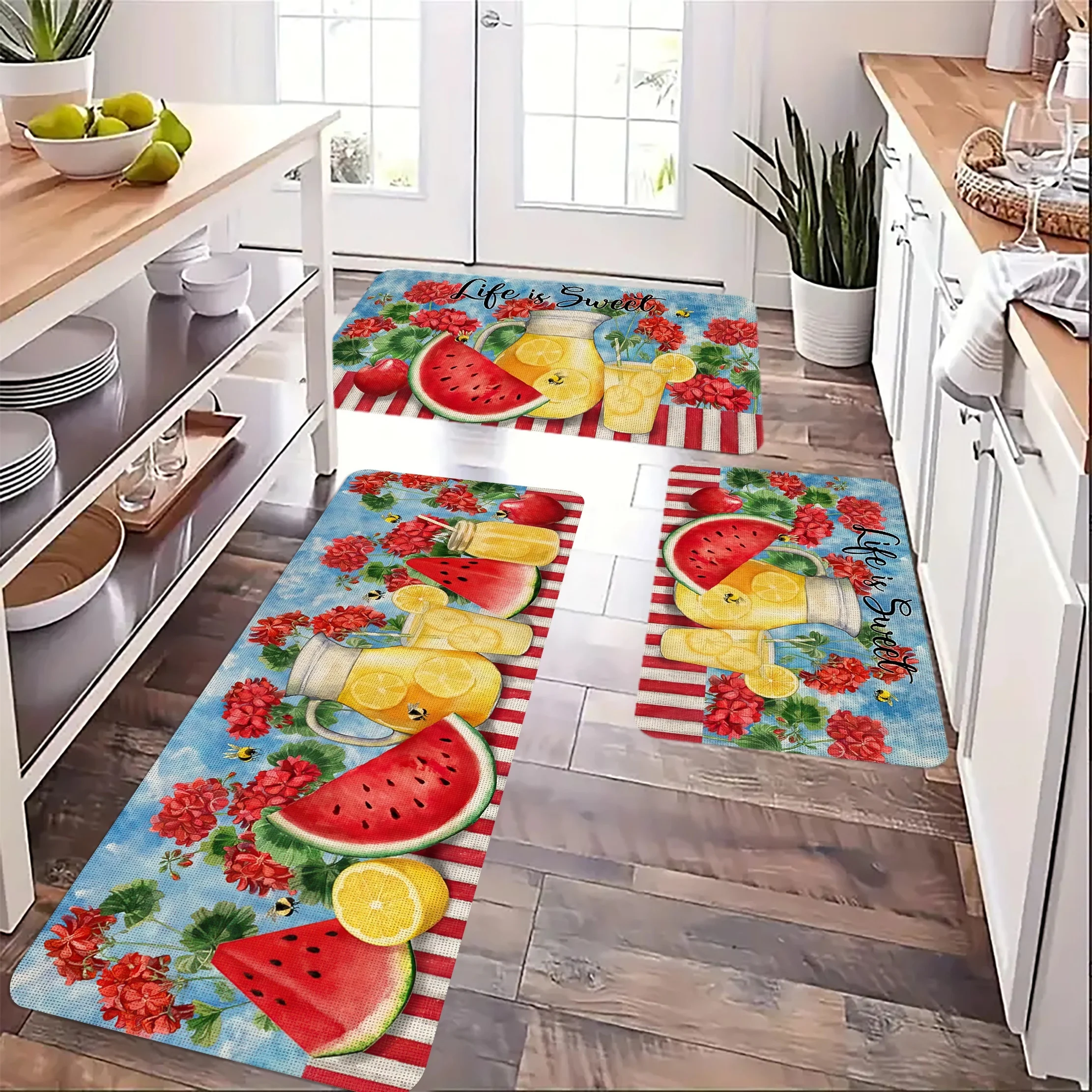 

Colorful Fruit Pattern Kitchen Carpet Flannel Non-slip Bathroom accessories Mat for Livingroom Entrance Foot mat Home Decoration