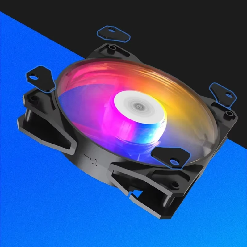 COOLCIRC 120mm RGB LED 12V PWM 4Pin 1100RPM Silent Cooling Fan for PC Case Water Cooling Gaming with Series Connectable Big Plug