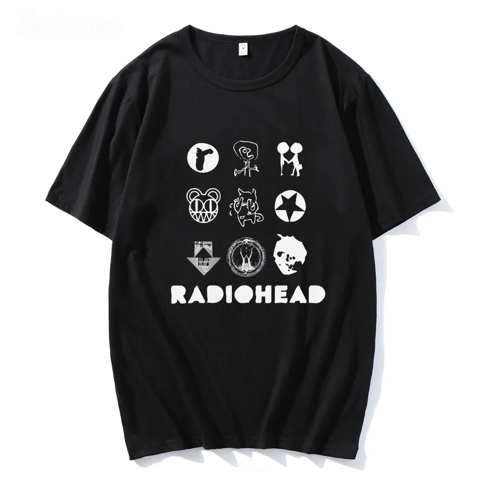 Radiohead الكلاسيكية تي شيرت المرأة إيندي المشجعين الفرقة روك طباعة فضفاضة محطة اليابان بلايز الموسيقى تيز الذكور بلايز