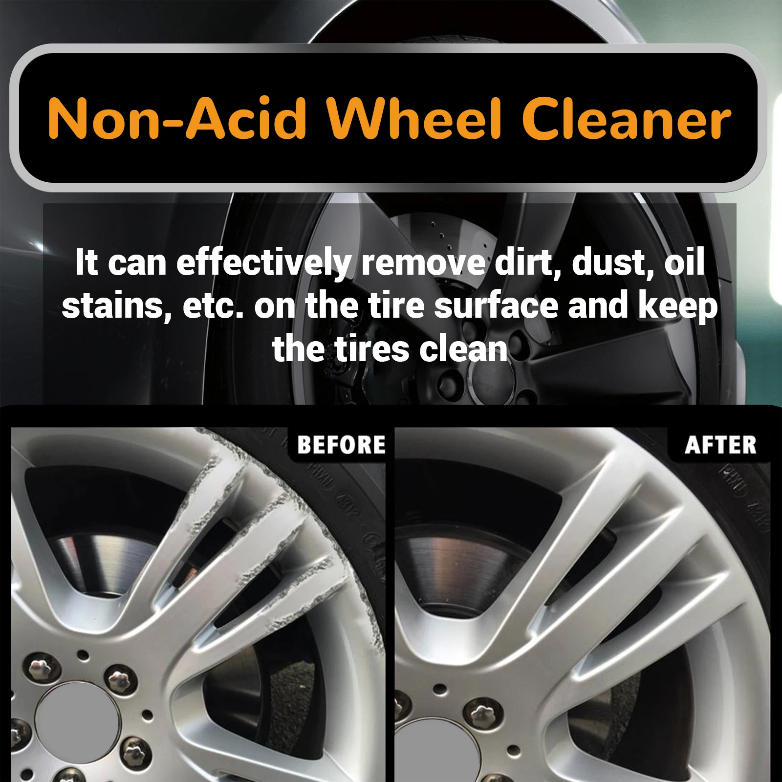 US EU Local Warehouse Wheel & Tire Cleaning Kit, Multi-Purpose Cleaner Removes Brake Dust & Rust, Polishes & Refreshes Wheels, All-In-One Set For Wheel Deep Washing, Renovation & Tire Daily Protection view 4