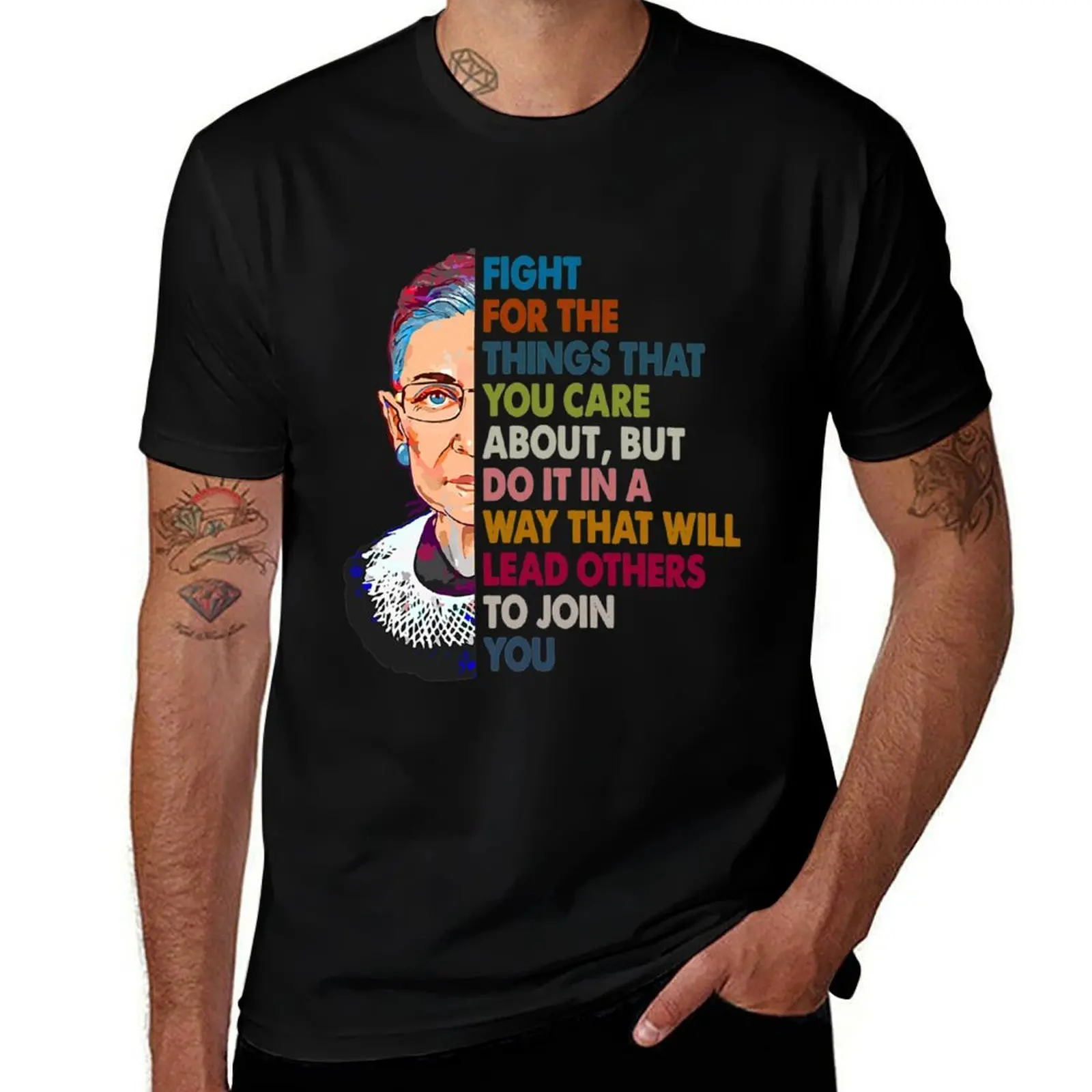 Vintage Fight For The Things You Care About RBG T-Shirt Gym Exercise Short Sleeve T-Shirt
