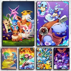 Pokemon Anime Kawaii Poster Pikachu Charmander Gengar Wall Art Print HD Canvas Painting Children's Room Wall Decoration Painting
