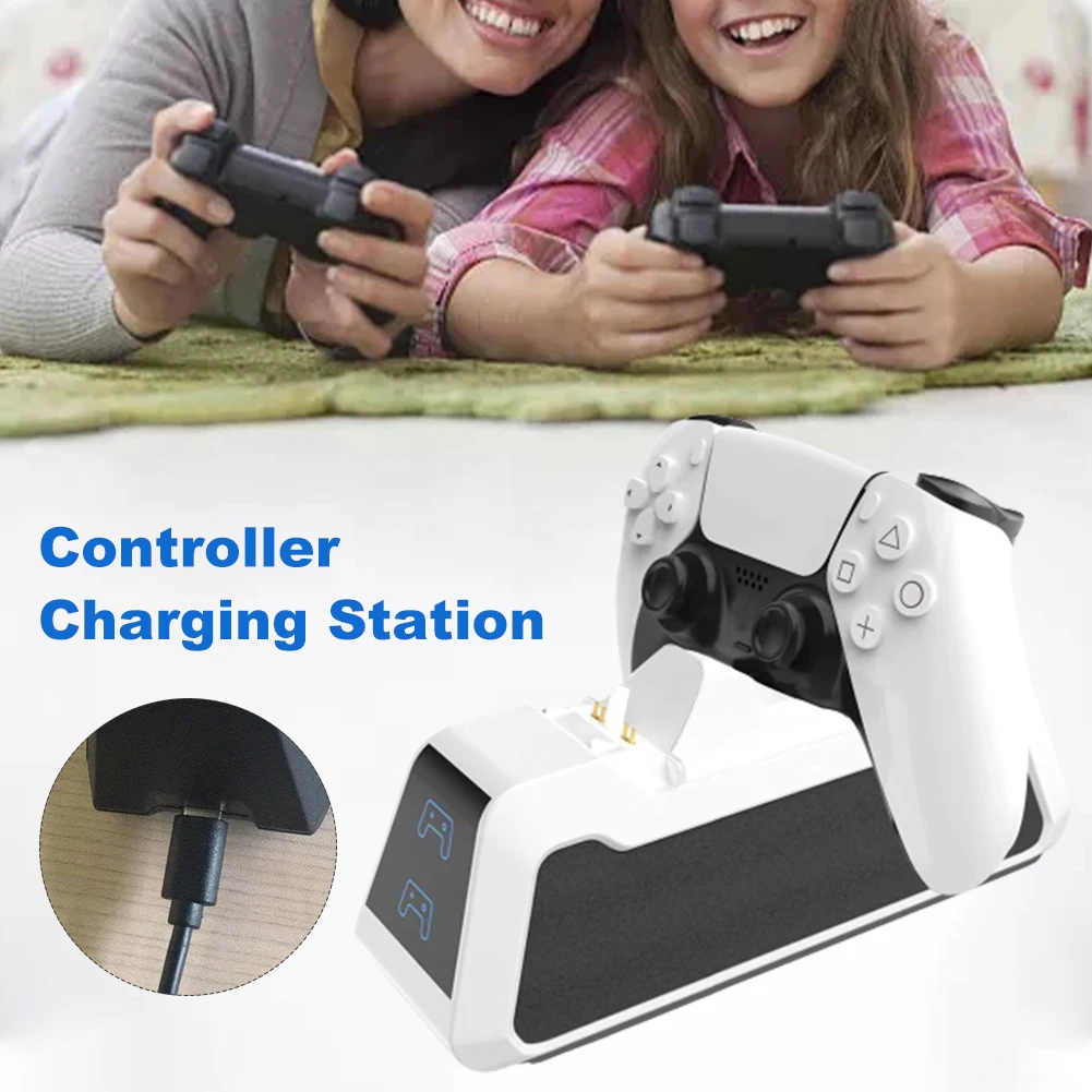 Контроллер, зарядная станция, Белый индикатор из АБС-пластика, быстрая зарядка, Двойная док-станция, аксессуары для дома, стабильная подставка для PS5