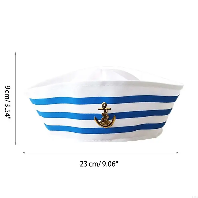 P88B Sombrero blanco sombrero capitán marinero, sombrero Cosplay elegante para viajes y playa