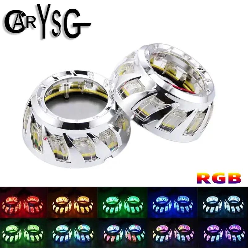 

CARYSG 3 дюйма RGB светодиодные ангельские глазки шкурки вращающиеся динамические приложения управление последовательные плавные рамки для 3-дюймовых линз проектора DIY