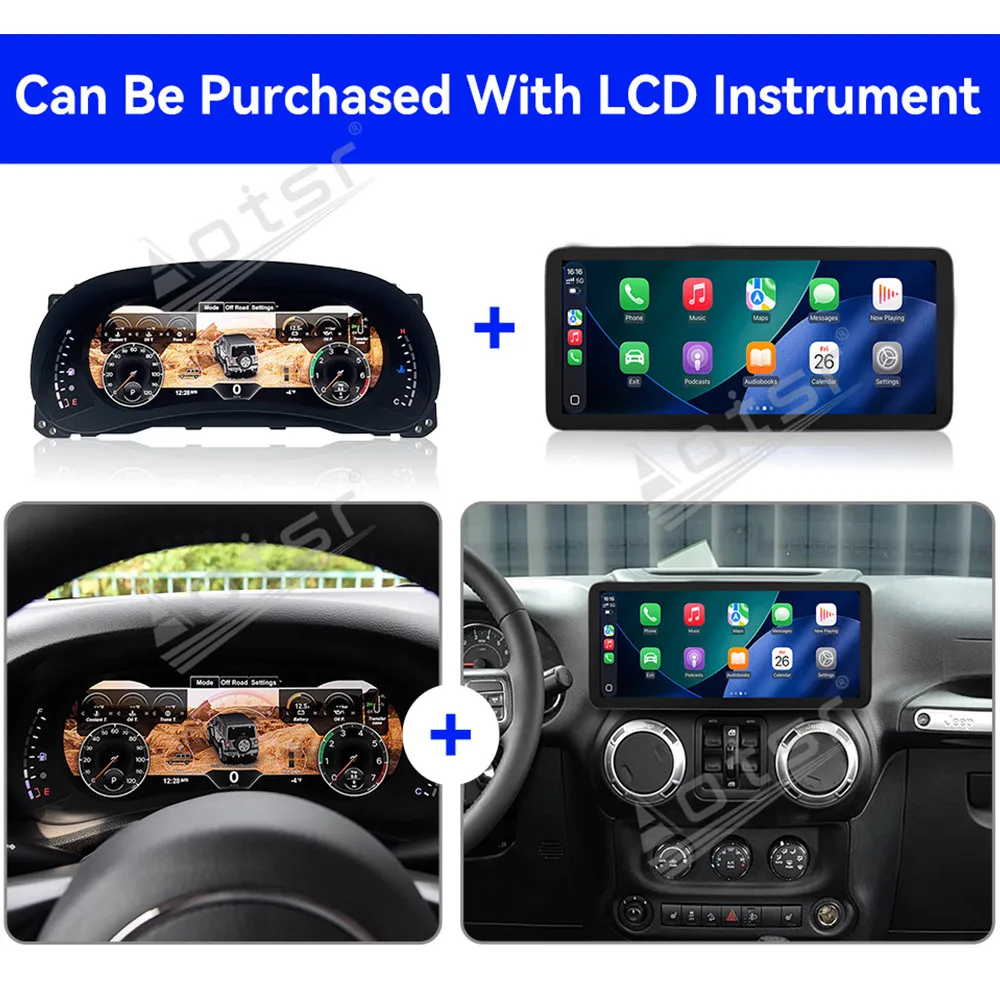 For Jeep Wrangler 2011~2018 Android Radio 12.3 In Linux LCD Digital Dashboard Panel Car Instrument Cluster Modification Display