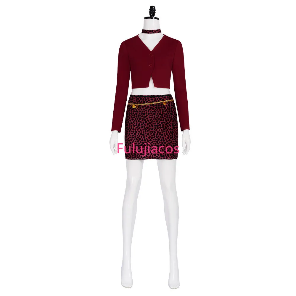 

Fulujiacos Nurse Maria Cosplay Movie Costume Terror Red Coat Sexy Leopard Skirt