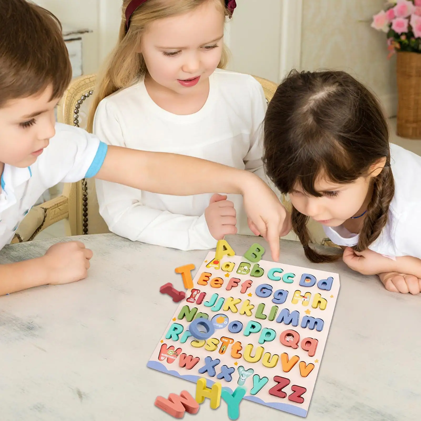 

Alphabet Puzzle Lowercase Uppercase Toddler Learning Toys Interactive Educational Blocks Board For Child Home Matching Preschool
