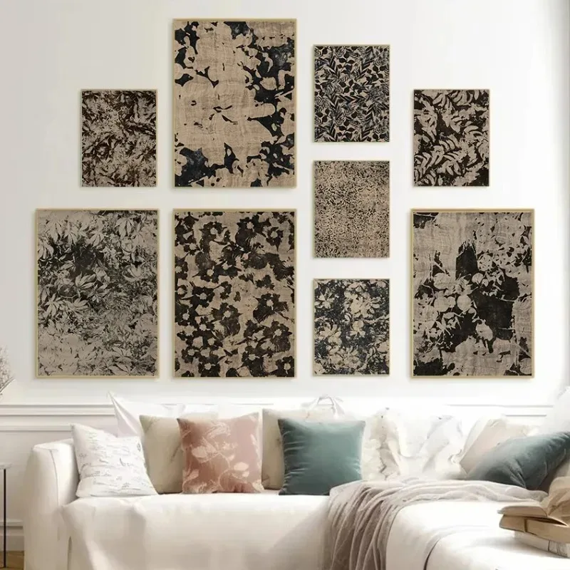 Abstract Floral Canvas Print Minimalist Botanical Wall Art Neutral Brown Series Modern Living Room Office Home Decor Unframed