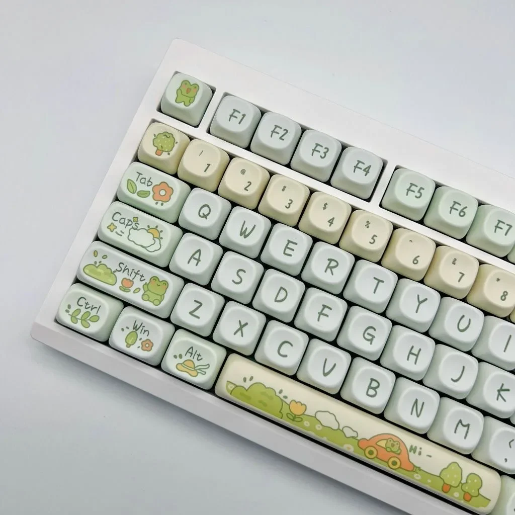 

138 Keys Cute Frog MOA Keycaps Set PBT Dye Sublimation XDA Profile Green for MX Switch 61/64/68/87/96/104/108 Keyboard Key caps