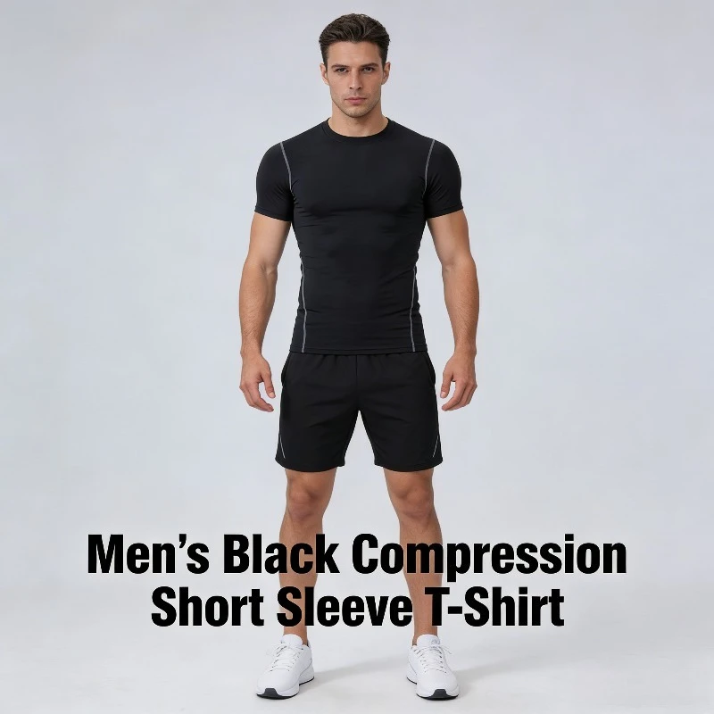 

2026 Новая мужская компрессионная тренировочная футболка, быстросохнущая эластичная рубашка с 4 направлениями для спортзала и бега
