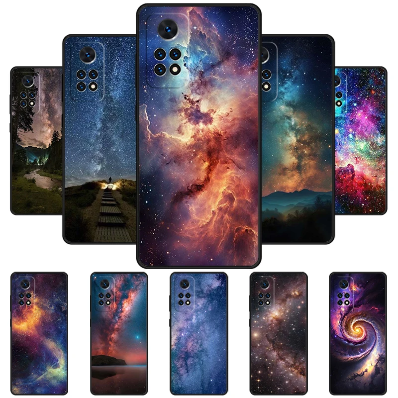 Milky Way Galaxy Space Stars Phone Case For Redmi Note 11 EPro 11S 10T 9S Promax 8 Pro Xiaomi Mi 11 12X 12S Ultra Cover