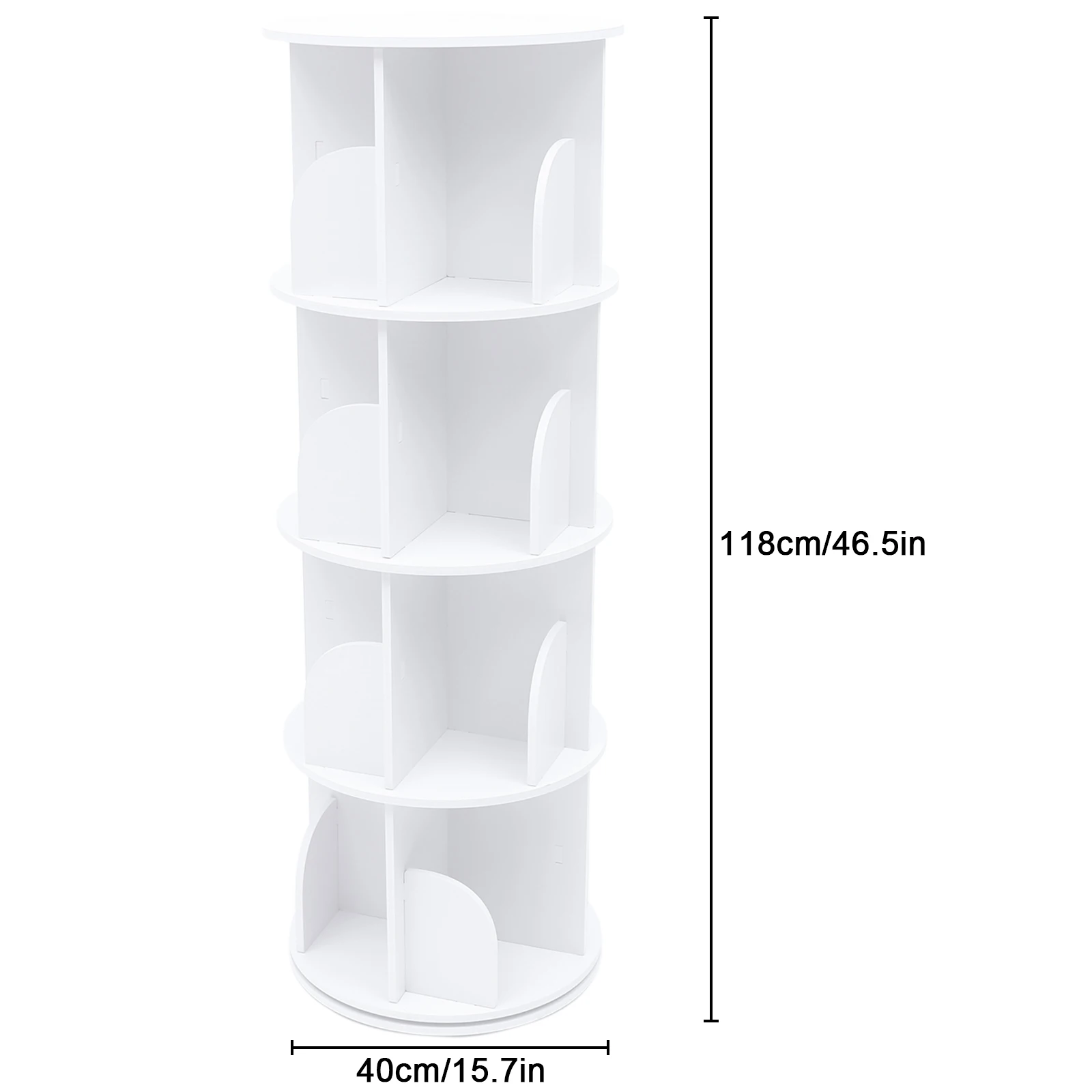 Bookcase with 360° Rotating Design, Steel Ball Bearing for Silent and Smooth Rotation, Multi-Layer Stacking Shelf for Easy