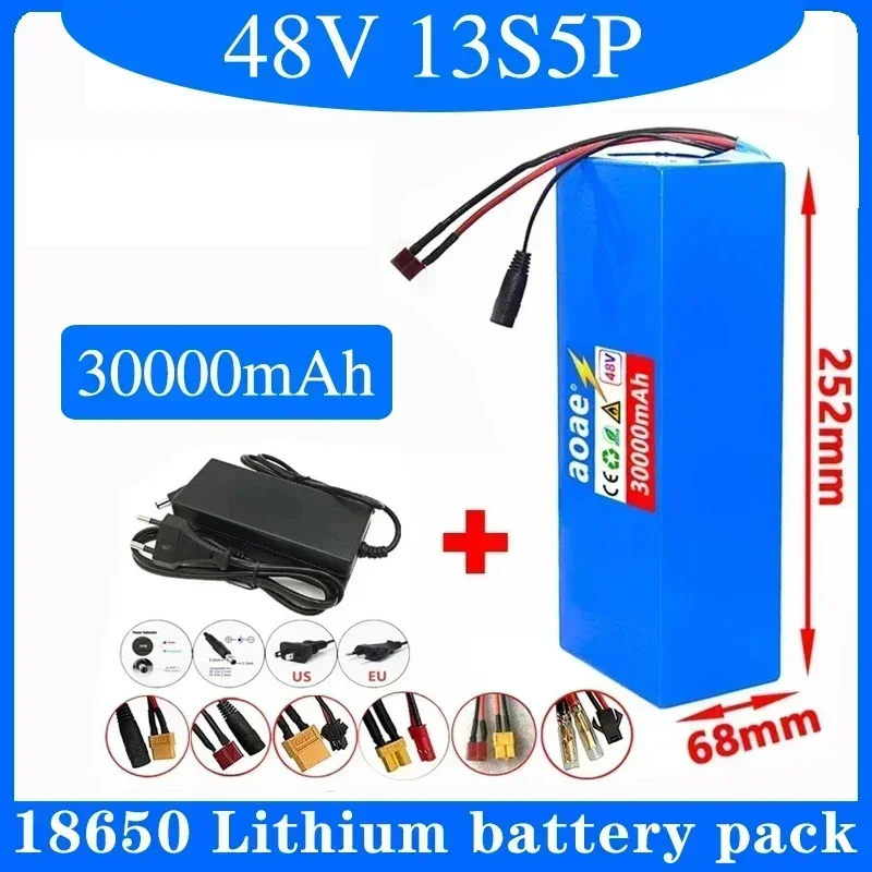 13S5P 48V 30000mAh Ebike Battery Customizable High Power 18650 Lithium-ion Battery Pack for Electric Tricycles Electric Bicycles