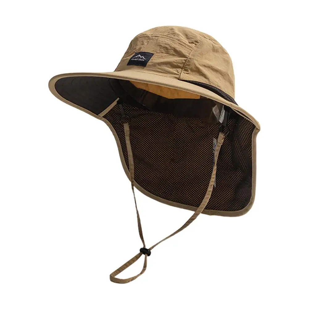 Unisex Sommer-Sonnenhüte mit breiter Krempe, wasserdicht und schnelltrocknend, Panama-Kappen, Outdoor-Visor-Bucket-Hats, atmungsaktive Mesh-Sonnenhüte mit Nackenschutz – Detail 2