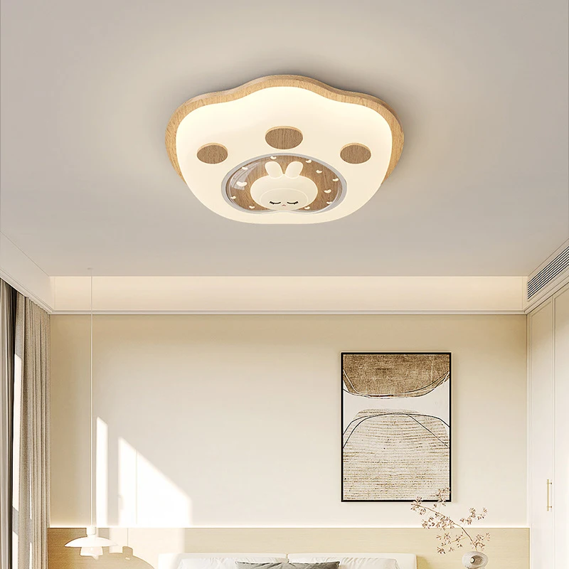 AiPaiTe Rubber Wooden LED Animal Ceiling Light in Cream Color for Children's Room, Bedroom and other Home Decoration