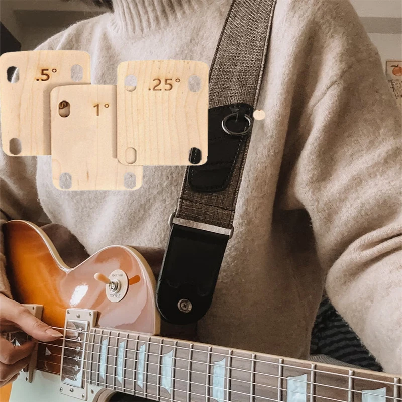 3PCS Wooden Guitar Neck Spacers Set Bottom Protective Blocks for Bass Guitar Repairs 0.25 0.5 And 1 Degree Angles