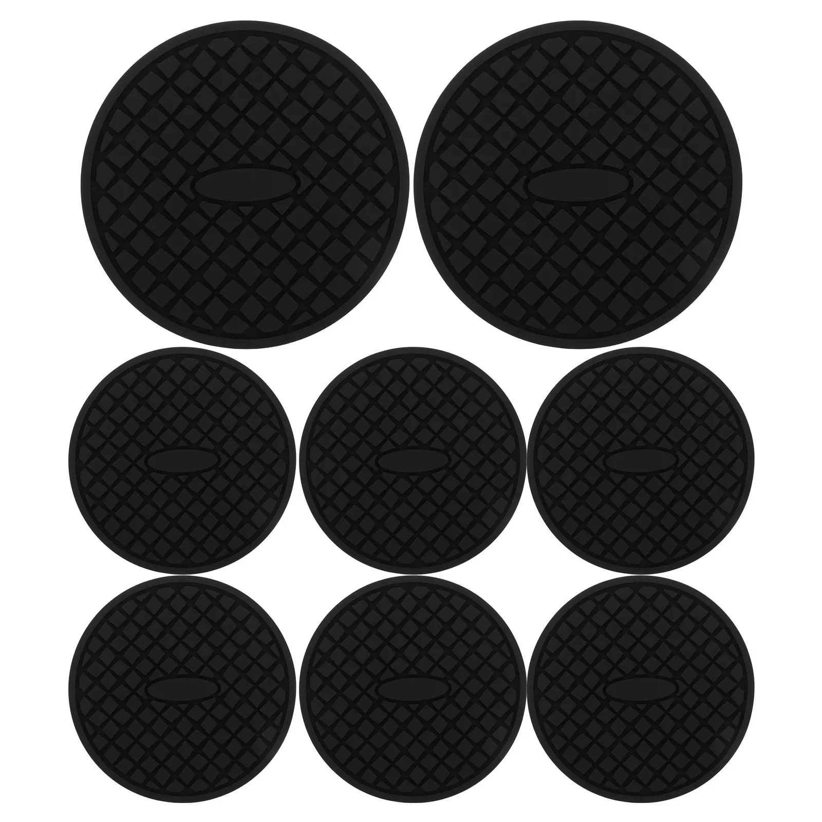 8Pcs Car Cup Coasters Non Slip Round Auto Cup Holder Mats Black Anti Skid Car Drink Coaster Automotive Interior Accessories