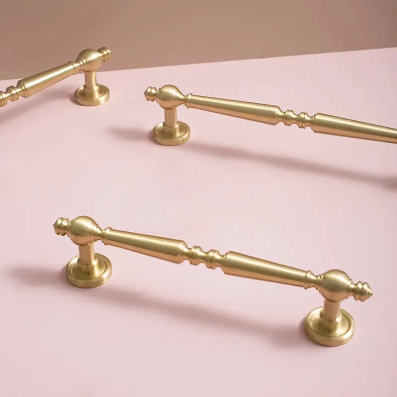 Solid Brass Drop Pulls for Cabinet Matte Brass/Bright Chrome/Bright Gold Wardrobe Pulls Light Luxury Cabinet Handles Drawer Knob