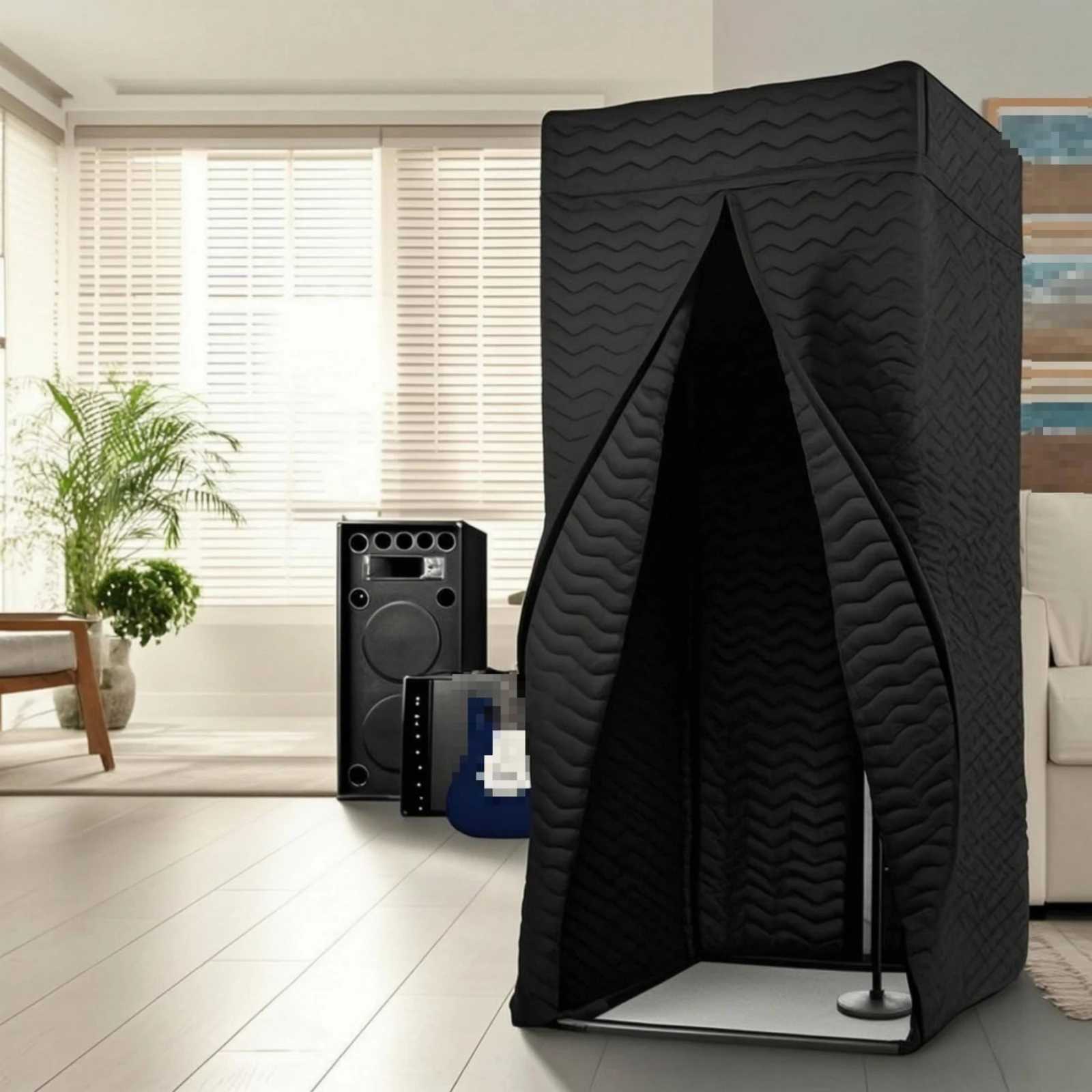 Vocal Isolation Booth Quilted Portable Vocal Booth Enclosed Reverberation Control for Home Studio