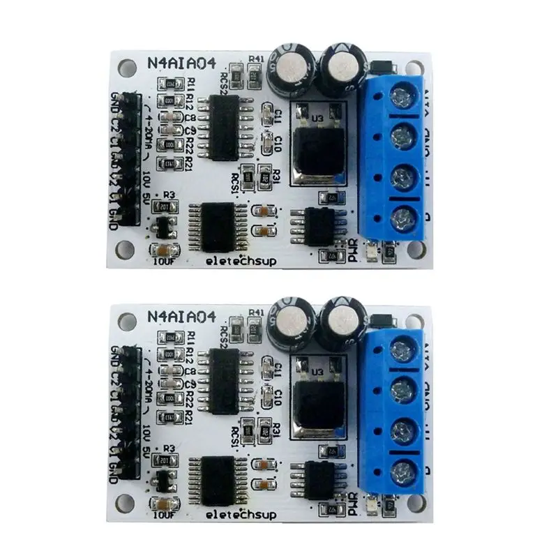 2X ELETECHSUP 4-20MA Voltage Signal Acquisition RS485 Modbus RTU Module For PLC Current Transmitter Measuring